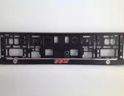 VW R LINE 3D podložky pod ŠPZ,  držiaky na TEČ s nápisom 3D cervene